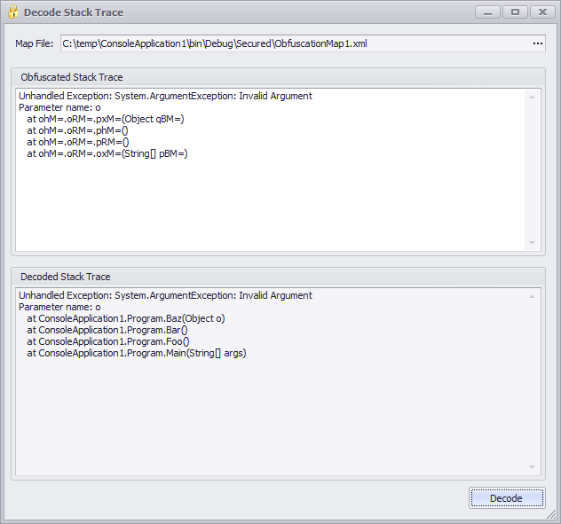 decode stack trace form